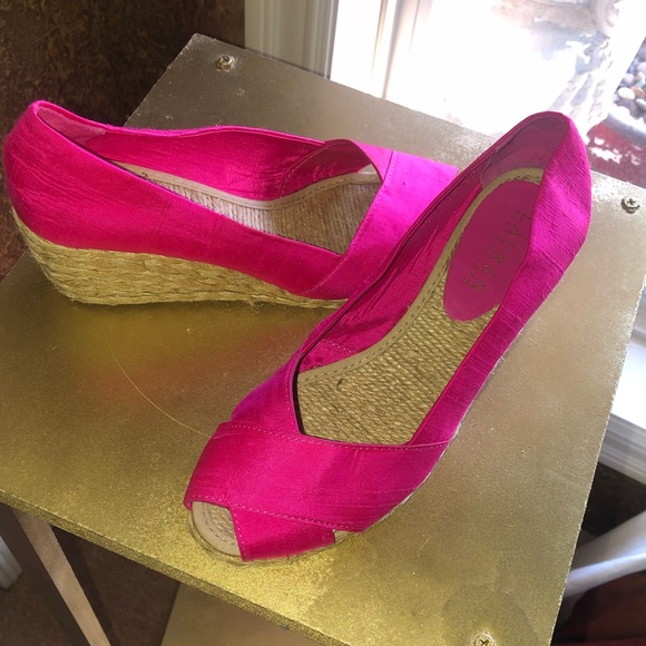 Ralph Lauren Shoes - Ralph Lauren hot pink peep toe wedges Ralph Lauren Shoes - Ralph Lauren hot pink peep toe wedges